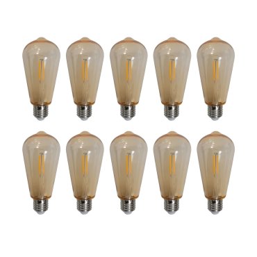 New Garden ST64 LED - Ø 6,3 x 14 cm - E27 - set van 10 ledlampen - 1,5W niet dimbaar - 1800K - amber