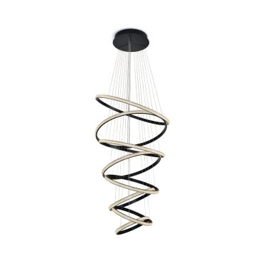 ONE Light Crystal Swirl - hanglamp - Ø 80 x 250 cm - 150W LED incl. - zwart