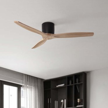 Nova Luce Ninemia - plafondventilator met afstandsbediening - Ø 132 cm - zandzwart en natuurlijk hout