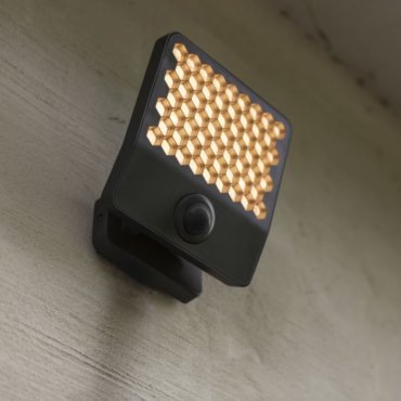 Lutec Atlantis - verstraler met sensor - 22,2 x 20,1 x 12,4 cm - 23,5W LED incl. - 3000K - IP54 - donker grijs