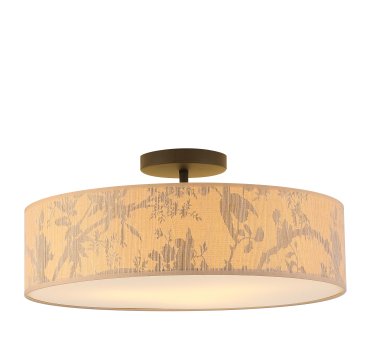 Searchlight Isla - plafondlamp - Ø 55 x 15 cm - bruin en zwart
