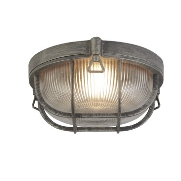 Searchlight Bulkhead - buiten plafond/wandlamp - Ø 27 cm - IP44 - zwart zilver