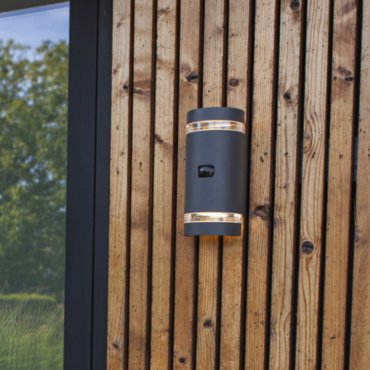 Lutec Focus - buiten wandlamp met bewegingssensor - 9,6 x 11x 23,9 cm - IP44 - donker grijs