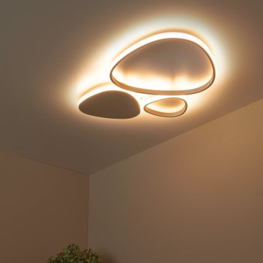 Lucide Samling - plafondlamp - 62 x 43 x 4 cm - 30W dimbare LED incl. - taupe