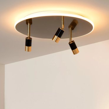 Lucide Jubel - plafondlamp - Ø 48 x 16,5 cm - 28W + 3x 5W dimbare LED incl. - messing