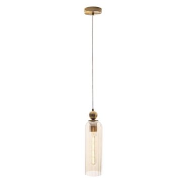 Maxlight Campanila - hanglamp - Ø 11 x 158 cm - messing en amber