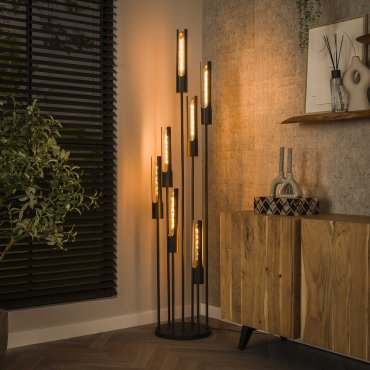 Vico Tube - vloerlamp - 186 cm - zwart