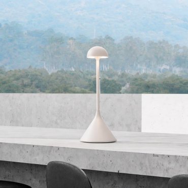 Nova Luce Dalt - oplaadbare tafellamp buiten - Ø 9,5 x 25 cm - 1W dimbare LED incl. - IP54 - zandwit