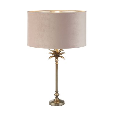 Searchlight Palm - tafellamp - Ø 38 x 65 cm - antiek nikkel en roze
