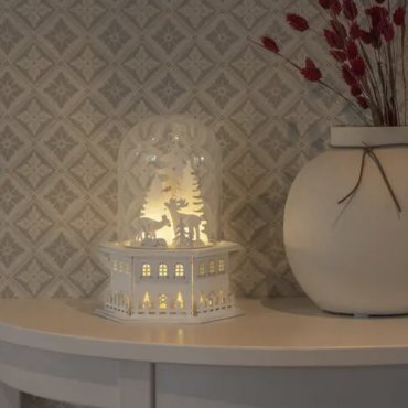 SHOWROOMMODEL - Konstsmide kerstverlichting - houten kersthuis - 18 x 18 x 23,5 cm - wit