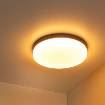 Lucide Biskit - plafondlamp met bewegingssensor - Ø 40 x 7,5 cm - 36W LED incl. - IP44 - zwart