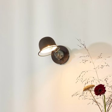Lucide Honore - wandlamp met schakelaar - 10,5 x 30 x 11,5 cm - roest bruin
