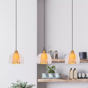 Lucide Gunhild 3L - hanglamp - 122 x 24 x 146,6 cm - beige/goud/transparant