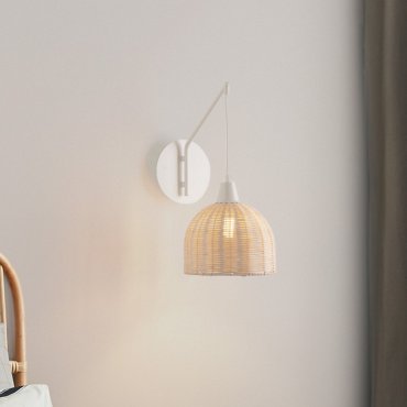 Nova Luce Fado - wandlamp - Ø 20,5 x 40 cm - natuurlijk rotan