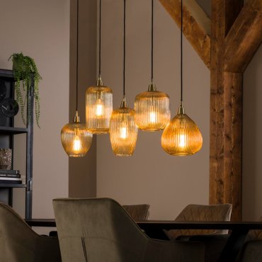 Vico Stripe glass - hanglamp - 20 x 120 x 150 cm - goud