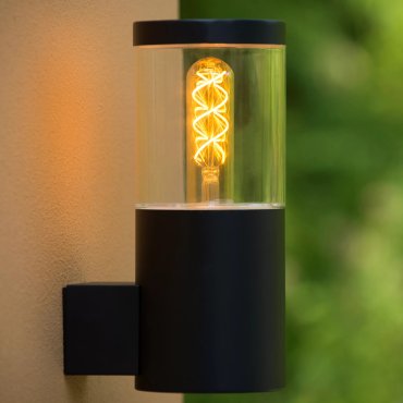 Lucide Fedor - buiten wandlamp - 10 x 14 x 23 cm - IP44 - zwart