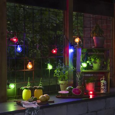 Konstsmide - decoratieve party lichtset met dimfunctie - 9,5m lengte met 10m snoer - 20 LED lampen incl. - 6,8W - IP44 - multikleur