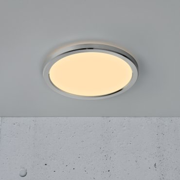 Nordlux Oja - badkamer plafondverlichting - Ø 30 x 2,5 cm - 3 stappen Moodmaker SceneSelect functie (3000K-4000K) - 14,5W LED incl. - IP54 - chroom