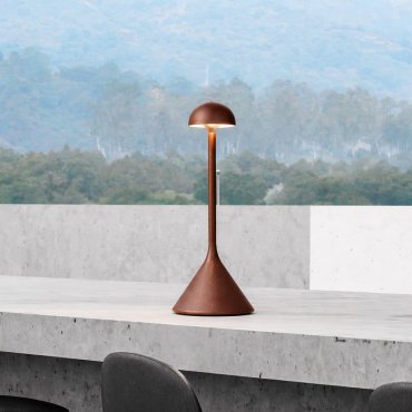 Nova Luce Dalt - oplaadbare tafellamp buiten - Ø 9,5 x 25 cm - 1W dimbare LED incl. - IP54 - corten