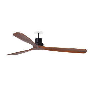 Faro Lantau L - plafondventilator met inbouwrozet - Ø 132 cm - mat zwart en walnoot