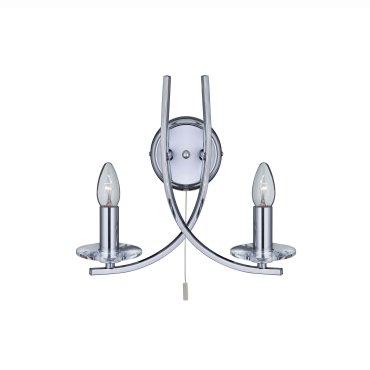 Searchlight Ascona - wandverlichting met trekschakelaar - 30 x 29 cm - chroom