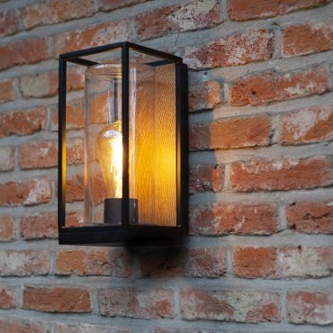 Lutec Flair - buiten wandverlichting - 12 x 13,9 x 26 cm - IP44 - zwart en bruin