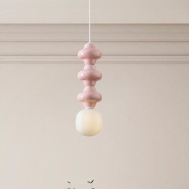 Nova Luce Clio - hanglamp - Ø 18 x 240 cm - roze en opaalglas