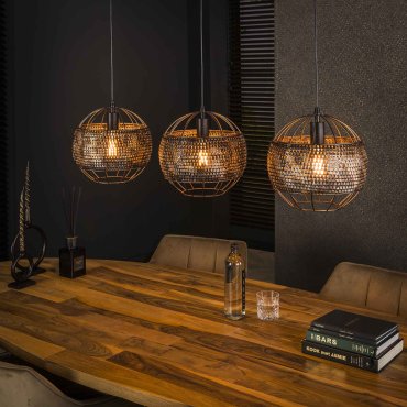 Vico Armor - hanglamp - 110 x 30 x 150 cm - zwart bruin
