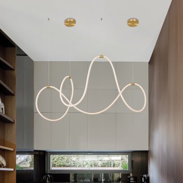 Nova Luce Cerelia - hanglamp - 150 x 60 x 120 cm - 57W dimbare LED incl. - messing goud en wit