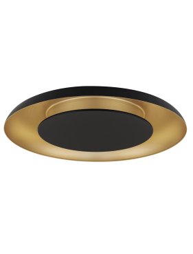 Nova Luce Epos - plafondlamp - Ø 60 x 6 cm - 38W dimbare LED incl. - zandzwart en geborsteld goud