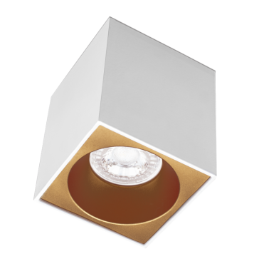 Century Italia Essenza Cube - opbouwspot 1L - 9,6 x 9,6 x 10,2 cm - goud en wit