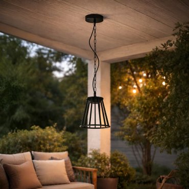 Nova Luce Carina - buiten hanglamp - Ø 18 x 150 cm - 6W LED incl. - IP65 - zandzwart