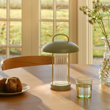 Nordlux Mirano - draagbare tafellamp met oplaadbare batterij - Ø 20 x 29 cm - 3 stappen Moodmaker functie - 3W LED incl. - stoffig groen