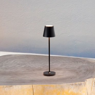 Nova Luce Petit - oplaadbare tafellamp - Ø 7 x 28 cm - 2W dimbare LED incl. - IP54 - zandzwart