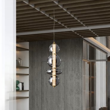Nova Luce Navi - hanglamp - 17 x 22 x 200 cm - 20W LED incl. - messing goud en rookgrijs
