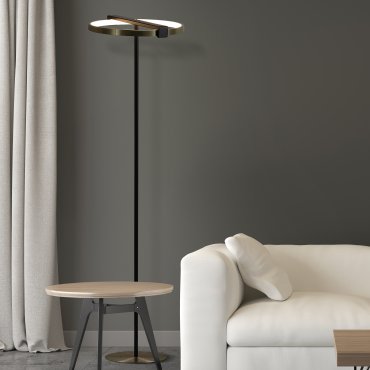 Searchlight Aerial - vloerlamp - 38 x 129 cm - 3 stappen dimbaar - 23W LED incl. - zwart en goud