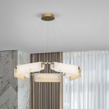 Nova Luce Aider - hanglamp - Ø 93 x 130 cm - 45W dimbare LED incl. - messing goud