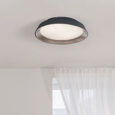 Nova Luce Vela - plafondlamp - Ø 45 x 9,5 cm - 30W dimbare LED incl. - zandzwart en koffie