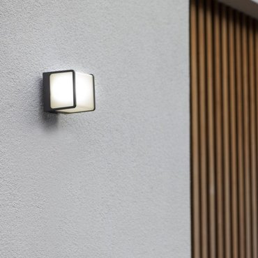 Lutec Doblo - buiten wandverlichting - 11 x 10 x 11 cm - 14,5W LED incl. - IP54 - houtskool grijs