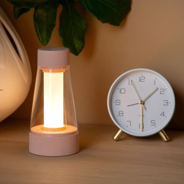 Lucide Lorali - oplaadbare tafellamp - Ø 7,7 x 16 cm - 1,2W LED met dimfunctie incl. - IP44 - roze