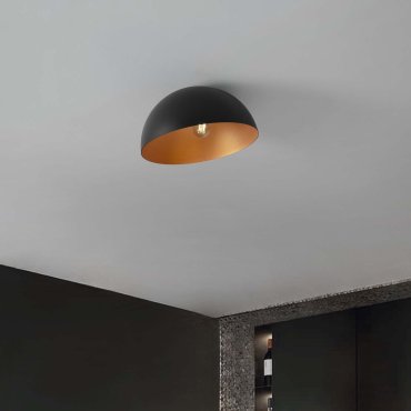 Nova Luce Onia - plafondlamp - Ø 40 x 25 cm - zandzwart en goud