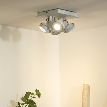Lucide Landa - opbouwspot - 23 x 23 x 12,5 cm - 4 x 5W dimbare LED incl. - dim to warm - wit