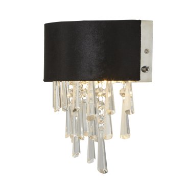 Searchlight Glamour - wandlamp - 24 x 23 cm - zwart en transparant