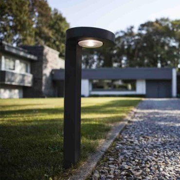 Lutec Diso - tuinpaal met sensor op zonne-energie - 17 x 17 x 45 cm - 2W LED incl. - IP44 - donkergrijs
