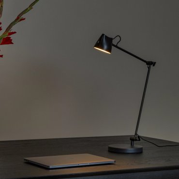 Lucide Milne - leeslamp met touch dimmer - 38 x 16 x 42 cm - 8W dimbare LED incl. - zwart
