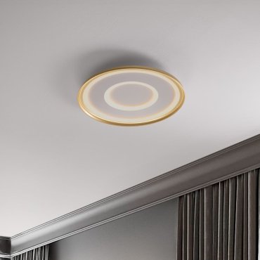 Nova Luce Figin - plafondlamp met afstandsbediening - Ø 50 x 6,5 cm - 40W dimbare LED incl. - zandgoud