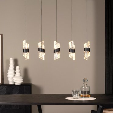 Lucide Kligande - hanglamp - 84 x 8 x 150 cm - 5 x 7,8W dimbare LED incl. - zwart