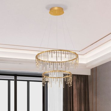 Nova Luce Stellar - hanglamp - Ø 65 x 150 cm - 41W dimbare LED incl. - goud