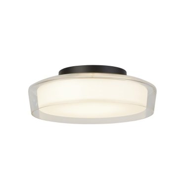 Searchlight Puck - plafondlamp - Ø 30 x 10 cm - 14W dimbare LED incl. - IP44 - zwart en transparant
