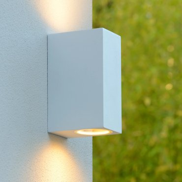 Lucide Zora  - buiten wandlamp - 6,5 x 9 x 15 cm - 2 x 5W dimbare LED incl. - IP44 - wit